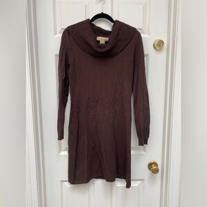 Michael Kors Chocolate Brown Cowl Neck Sweater Dress - M